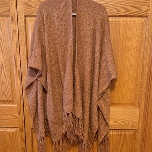 Cozy Rust Brown Fringed Women's Poncho/Wrap